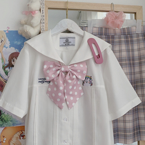 (LIFEGIRL × soft cute rabbit joint section) Genuine Authorised Day College Wind Sailor Collar Shirt Milk White