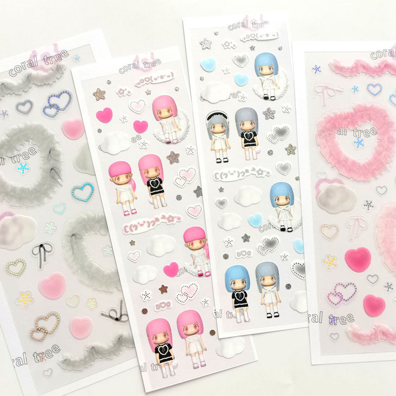 4 Mint Rabbit Hands Account Korea Coraltree Silk With Girl Laser Waterproof Stickers and Rear-star Phone Sticker