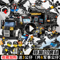 Lego Building Blocks Children Military Small Grain Car Assembly Puzzle Force Toys for Development of Brain 6 Boys 8 Series