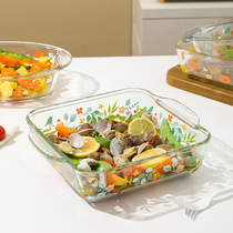 German plazotta borosilicate glass baking dish microwave oven heat-resistant square bowl baked rice oven baking tool tray