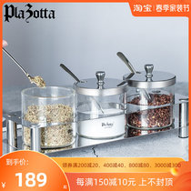 German plazotta stainless steel glass seasoning box home seasoned jar Salt Sugar Bottle Suit Kitchen seasoning jar