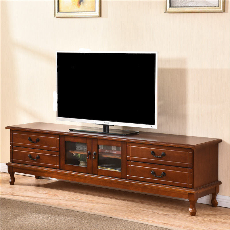European-style living room bedroom simple fashion modern Mediterranean small apartment TV cabinet solid wood TV cabinet 1 5 meters coffee