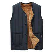 Áo vest nam trung niên mùa thu và mùa đông mới bố cộng với nhung dày cỡ lớn cotton nam vest vest trung niên