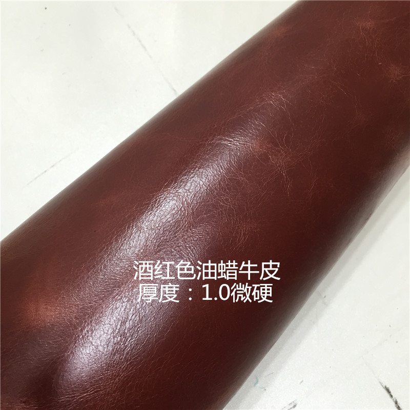 Handmade Diy Head Layer Cow Leather Material Genuine Leather Fabric Wine Red Color Oil Wax Cow Leather Thickness 1 0 Hard 1A3142