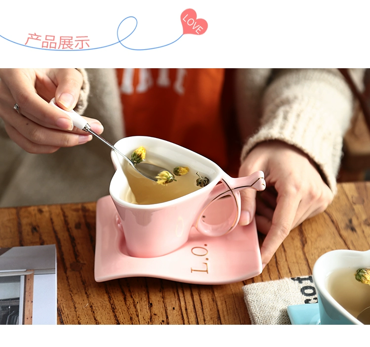 Xương Trung Quốc Gạch sáng tạo hình trái tim Cặp đôi Cặp cốc cà phê châu Âu Đặt tiếng Anh Trà chiều Bộ đám cưới - Cà phê phin ca phe