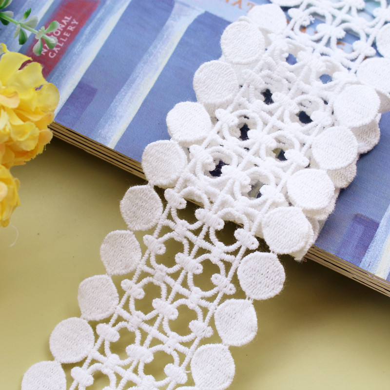 Off-white handmade diy clothing lace accessories 66021 pure cotton water-soluble embroidery double row hole lace lace 7cm