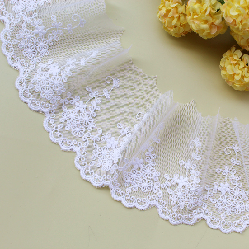 Off-white pure cotton mesh embroidery lace accessories handmade diy clothing skirt curtain decoration width 11cm