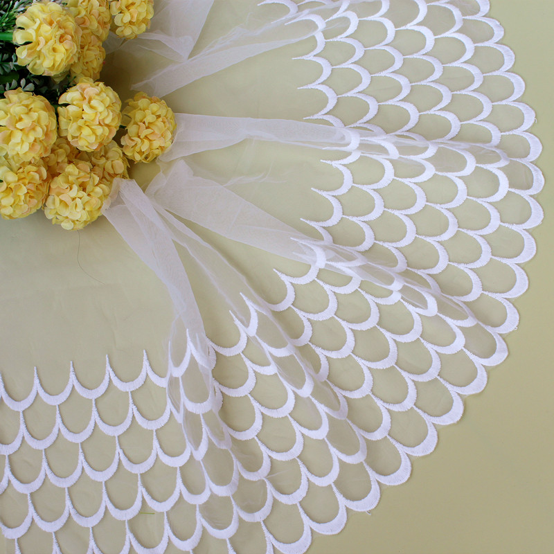 Off-white high-quality mesh embroidery fish pattern lace lace accessories handmade diy clothing curtain decoration width 24cm