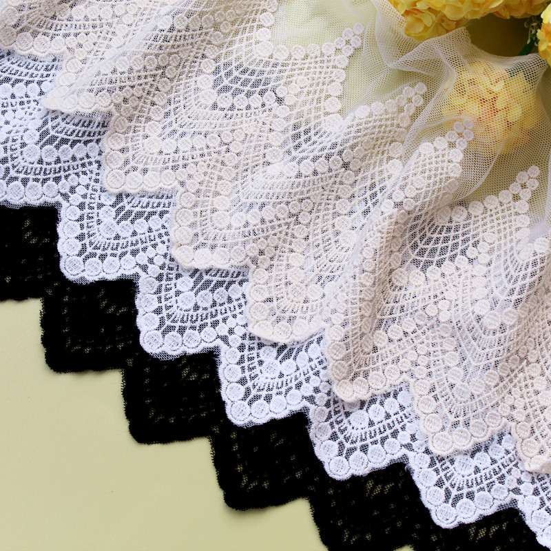 Handmade diy clothing lace accessories rice white apricot black cotton mesh embroidery lace decoration 16cm
