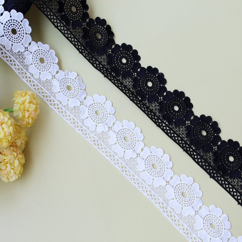 Black and white water-soluble embroidery lace handmade diy curtain clothing accessories decorative lace edge 6cm