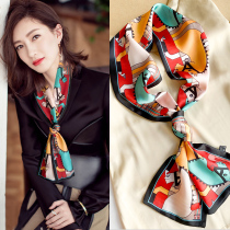 Japanese GP silk scarf womens small long winter fashion wild decorative scarf thin neck strap