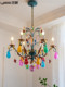 French Chandelier Murano Colored Art Glass Fruit Light Luxury Living Room Dining Room Bedroom Retro Candle Chandelier