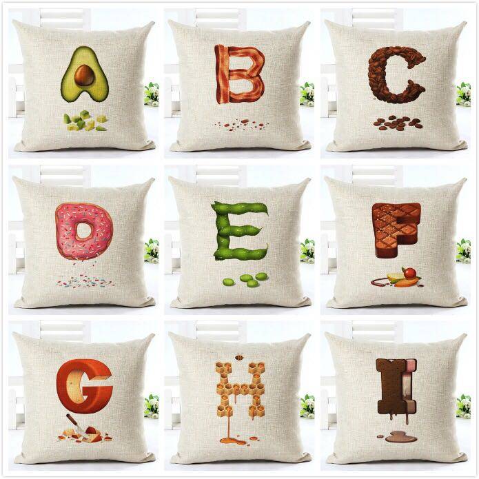 26 food English letters pillow simple sofa cushion living room printed waist pillow chair diy home pillow