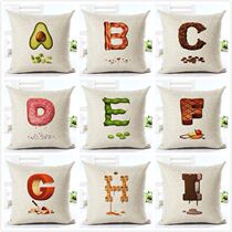 26 food English letters pillow simple sofa cushion living room printed waist pillow chair diy home pillow