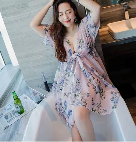 Bộ đồ bơi MM XL béo 200 cân ba bộ ngực lớn tụ tập che bụng giảm béo mặc đồ tắm suối nước nóng - Bộ đồ bơi hai mảnh 	các kiểu đồ bơi 2 mảnh	