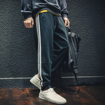 Spring three-bar sports pants men's loose tide brand ins casual pants size fat spring and autumn leggings tide