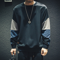 Spring collage sweatshirt male loose tide card ins and round collar big code blouses fatson plus fattening up the spring and autumn coat tide
