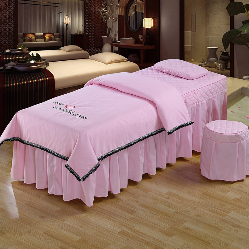 Beauty khăn trải giường gia đình bốn massage và massage trị liệu spa đặc biệt thêu bedspread màu đơn giản có thể được tùy chỉnh - Trang bị tấm mẫu ga phủ giường spa