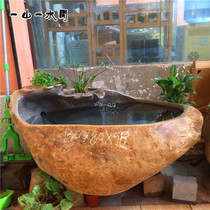 Garden fish stone trough retro old stone fish pond ornaments courtyard running water rockery sink integrated water system Stone