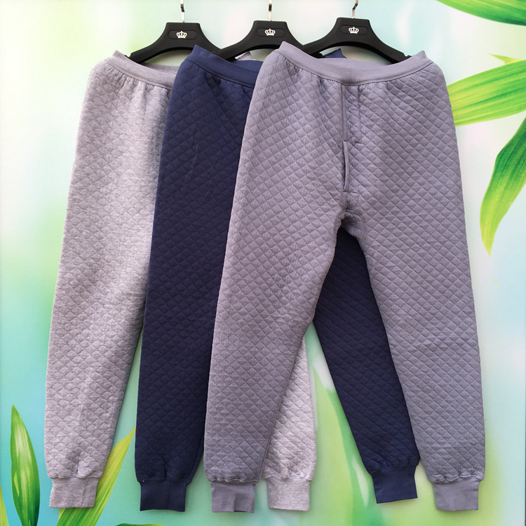 Middle-aged cotton three warm pants men's fat plus three layers of padded warm pants old-fashioned high-waisted loose sanitary pants