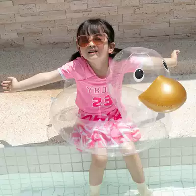 eleswim children Net red transparent duck swimming ring baby inflatable seat 1-3-4 years old