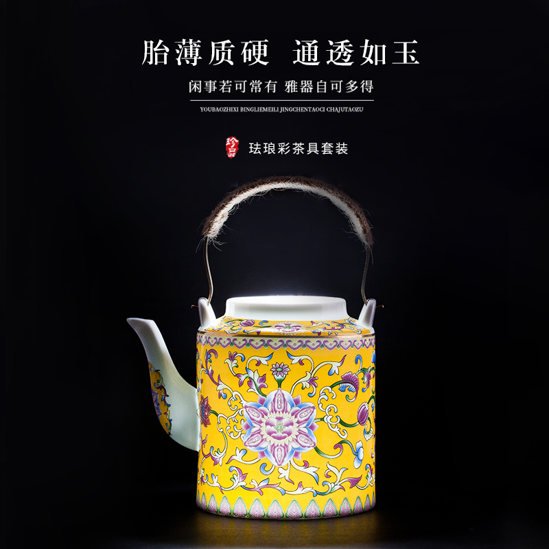 Cool ceramic kettle pot set home old archaize high - temperature large capacity of the teapot colored enamel kettle