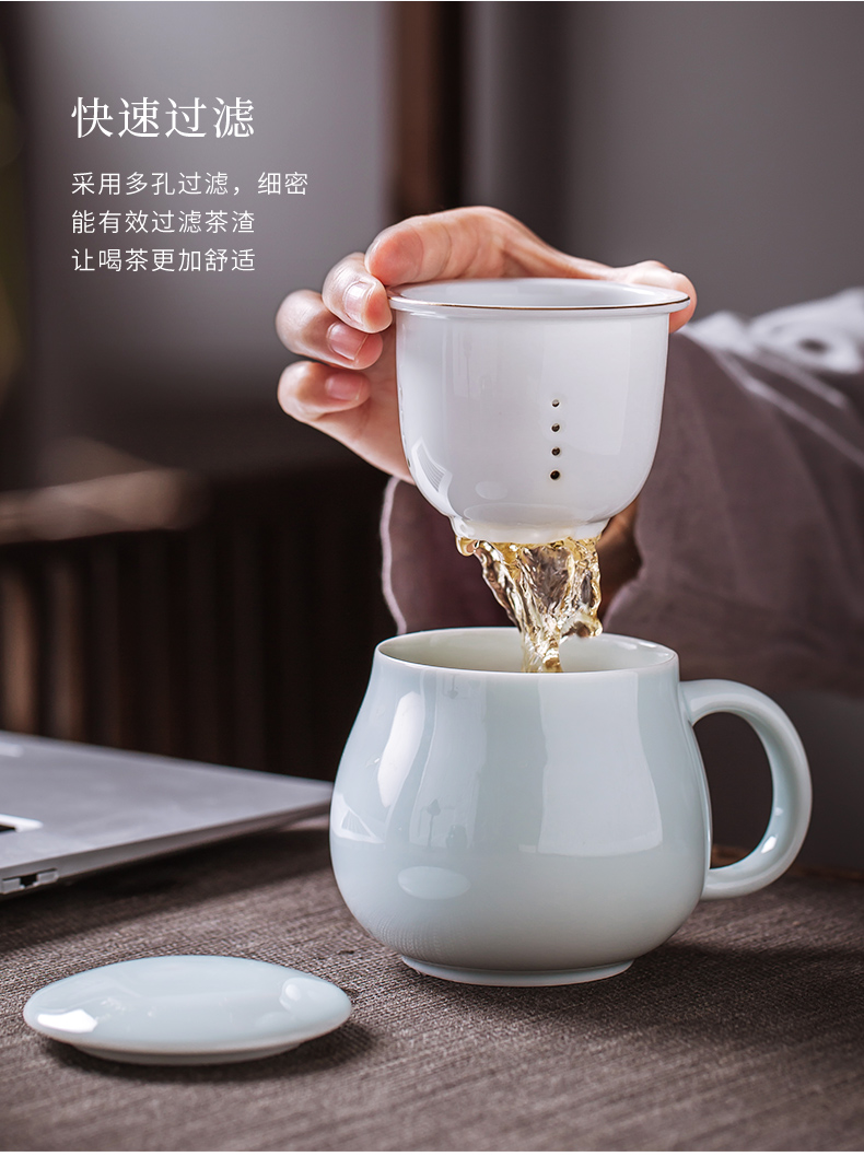 Jingdezhen ceramic filter cups with cover keller cup office with personal custom water cup tea cup