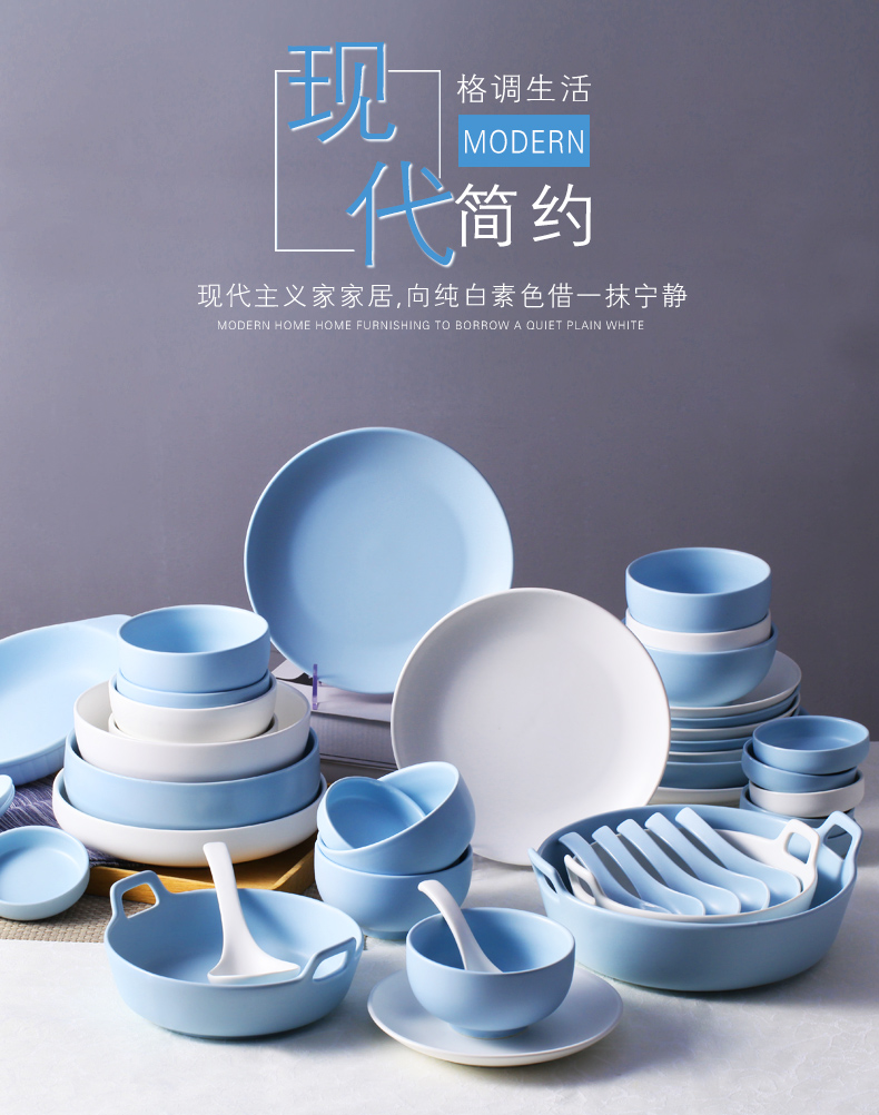 Eat noodles bowl dishes DIY home ceramics plate combination Nordic plates jingdezhen contracted Japanese dishes