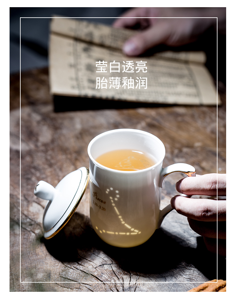 Creative move trend and exquisite ceramic cup mark cup with cover cup household glass coffee cup couples men and women