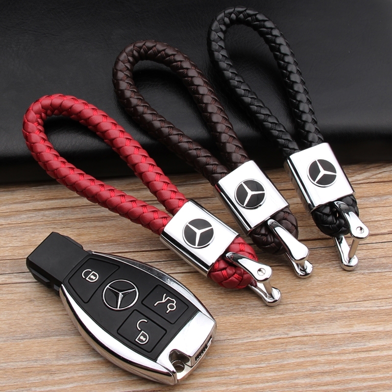 Car Keychain Woven Leather Keyring for Mercedes-Benz, Audi, Volkswagen, Bmw, Toyota, Honda, Simple Design