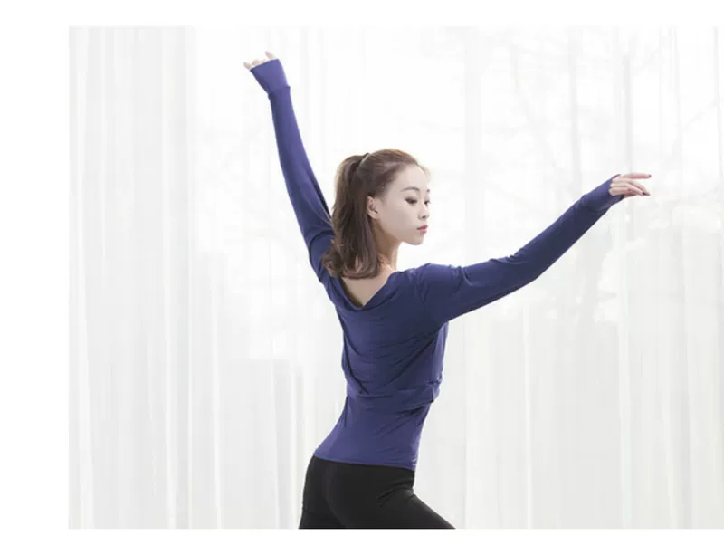 Khiêu vũ quần áo phụ nữ phù hợp với cơ thể yoga hiện đại nhảy dài tay áo cơ sở sinh viên cơ sở đào tạo thiết lập ngón tay - Khiêu vũ / Thể dục nhịp điệu / Thể dục dụng cụ giày tập khiêu vũ