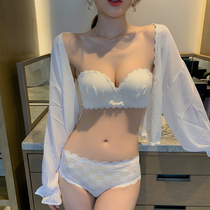 Love Vibe Underwear Woman No Shoulder Strap Small Breasts Gathered for Breast Milk Adjustment Type Lace Latex Bra Hood Underwear