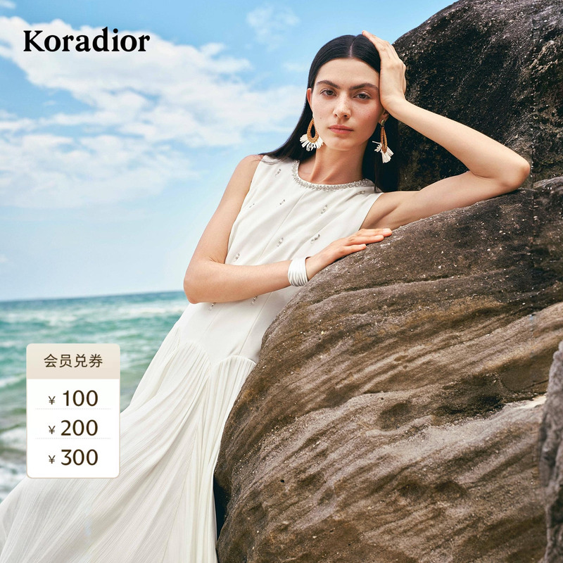 [Rose Dress] Kelaidier French Court Style Dress with Round Neck and Beading, Mid-Length, 2026 Summer New Style
