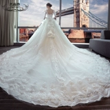 Кружевное свадебное платье для принцессы, 2018, V-образный вырез, в цветочек, открытые плечи, европейский стиль