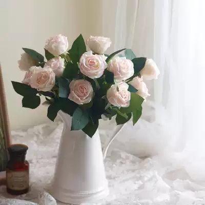 Ultra-high simulation flower export double-headed small head feel rose American style high-quality fake flower