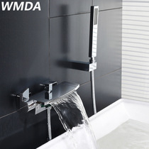 WMDA Bathroom bathroom All copper hot and cold triple bathtub faucet Waterfall mixing valve Wall-mounted