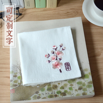 Peach Blossom Ancient Wind Old Classic Nostalgia Embroidered Lady With Her Birthday Gift Products Pure Cotton Custom Name Handkerchief