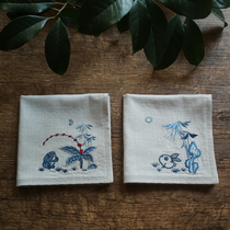 Moon Rabbit Toad Old Classic Nostalgia China Ancient Wind All-pure Cotton Linen Embroidered With Extras Gift Pint Tea Towel Handkerchief