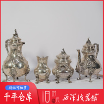 Western antique French Louis XV style sterling silver teapot coffee pot sugar bowl milk jug 3554 grams 800 silver