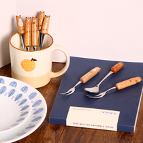 Japan imported stainless steel cartoon dessert spoon animal cat coffee spoon Fruit cake fork small spoon creative cute