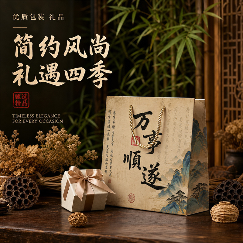 Retro Chinese-Style Gift Bags, Tote Bags, Packaging Bags, Paper Gift Packaging with a High-End Feel, Large Capacity, Customizable, Wholesale Retro Chinese-Style Gift Bags, Tote Bags, Packaging Bags, Paper Gift Packaging with a High-End Feel, Large Capacity, Customizable, Wholesale