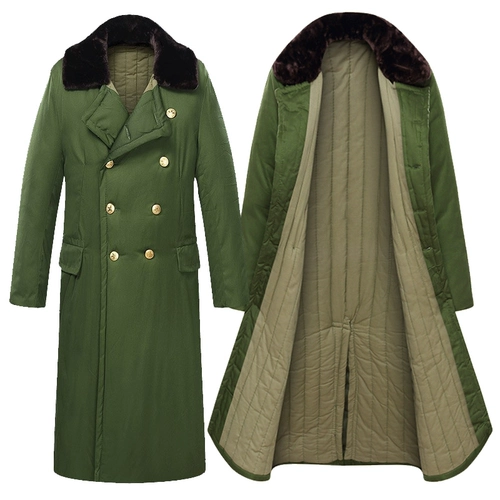 Старое военное хлопковое пальто мужское и женское длинное хлопчатобумажные куртки замороженные библиотека холодная библиотека холодная одежда против безразличного костюма военный желтый зеленый пальто плюс длинные