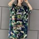 2023 ໃໝ່ Ice Silk Mesh Quick-Drying Clothing Women's Loose Large Size Medium Long Long T-shirt Camouflage Dress