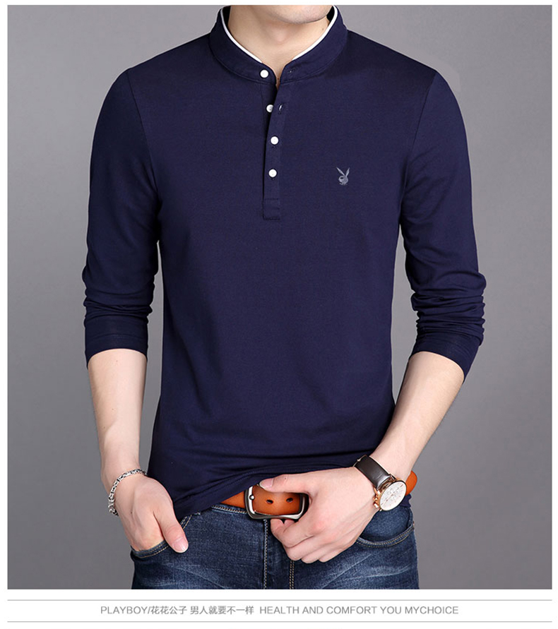 Đặc biệt hàng ngày Playboy mùa hè nam dài tay cotton mỏng thể thao giản dị Áo sơ mi POLO nam phù hợp với áo thun áo thun nam tay lỡ