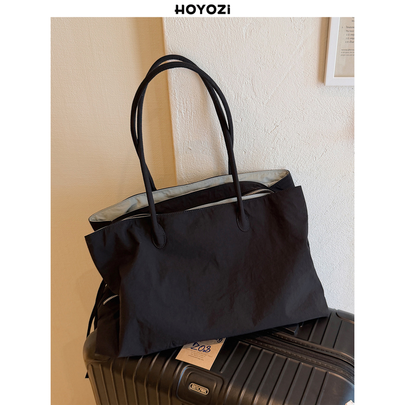 Hoyozi 2026 New Product Nylon Canvas Mommy Large-Capacity Commuter Tote Bag for Women [Xiaoyoujia Bags]