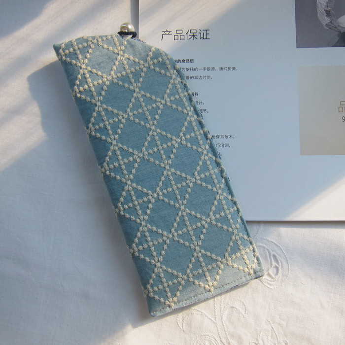 ins Style Japanese Style Embroidered Cloth Glasses Bag Original Handmade Sunglasses Sunglasses Storage Cover Double Layer Quilted