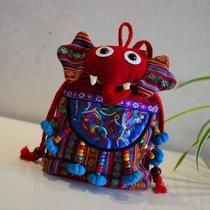 Yunnan ethnic style handmade cloth bag shoulder cartoon elephant bucket bag Childrens storage coin bag Childrens small gift