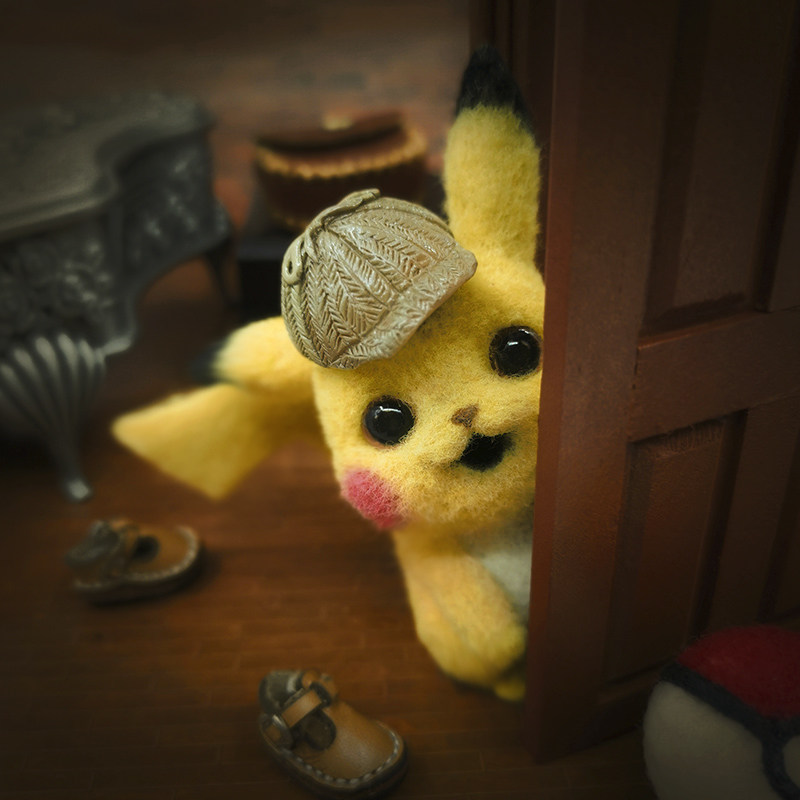 Wool felt detective Pikachu Wool felt Nanjie handmade DIY material pack Pokémon anime