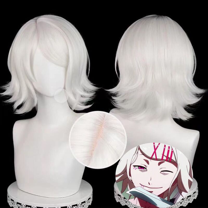 Shimoyasu Suzuya White Cosplay Wig, Realistic Scalp Top, Anime Fake Hair, Rose Net