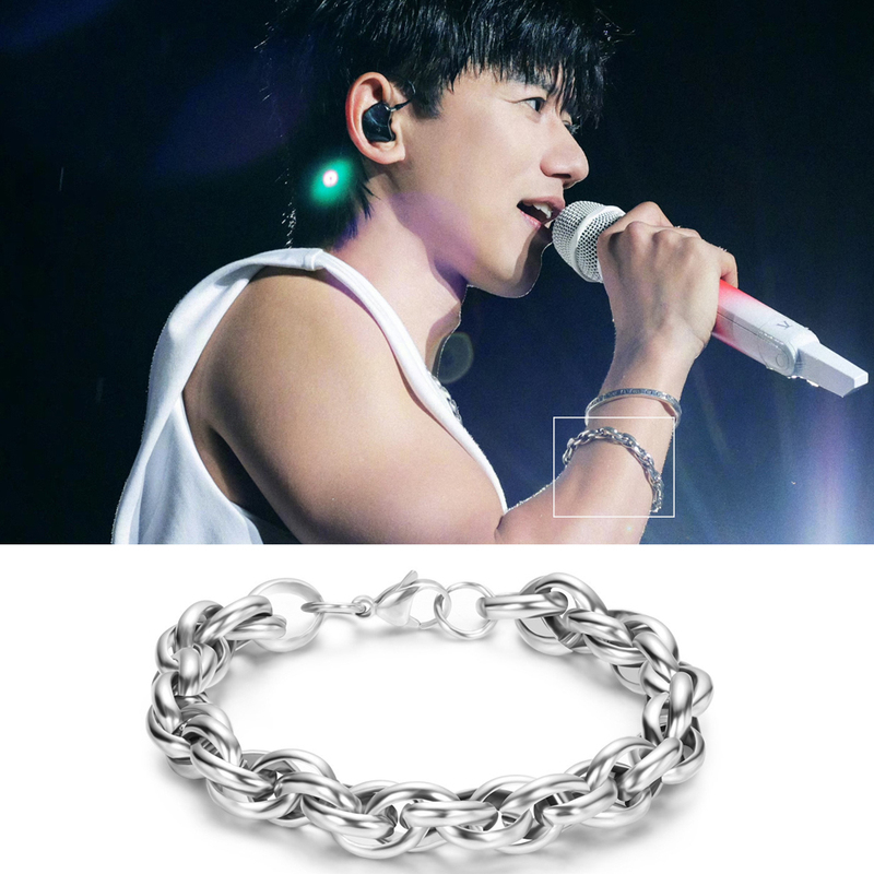 Zhang Jie's Same Style Bracelet, Concert Titanium Steel Thick Twisted U-Shaped Niche Light Luxury High-End Design Trendy Men's Bracelet